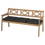 BONDHOLMEN Bench with backrest, outdoor, brown/Järpön/Duvholmen anthracite