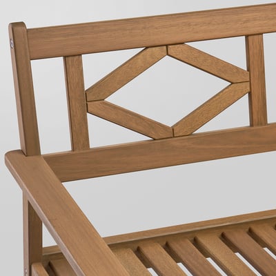 BONDHOLMEN Bench with backrest, outdoor, brown