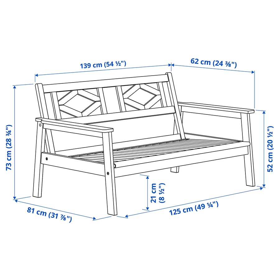 BONDHOLMEN Loveseat, outdoor, gray, 543/4x317/8x283/4" IKEA