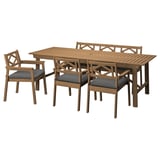 BONDHOLMEN Table, 3 armchairs + bench, outdoor, brown/Frösön/Duvholmen dark gray