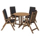 BONDHOLMEN Table + 4 reclining chairs, outdoor, brown/Frösön/Duvholmen dark gray