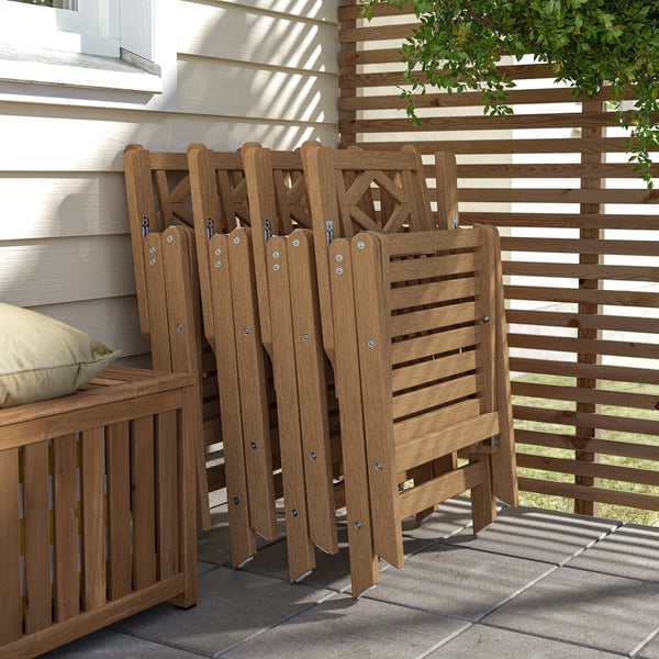 BONDHOLMEN Table + 4 reclining chairs, outdoor, brown