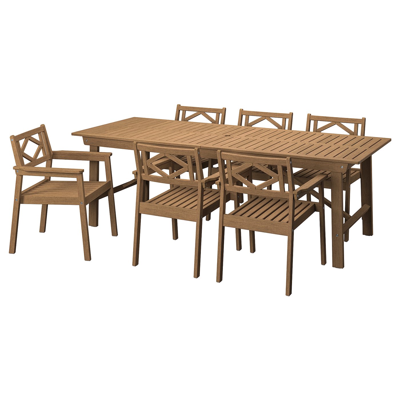 Table+6 Armchairs, Outdoor, Brown