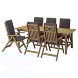 BONDHOLMEN Table + 6 reclining chairs, outdoor, brown/Frösön/Duvholmen dark gray