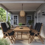 BONDHOLMEN Table + 6 reclining chairs, outdoor, brown/Järpön/Duvholmen anthracite