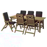 BONDHOLMEN Table + 6 reclining chairs, outdoor, brown/Järpön/Duvholmen anthracite