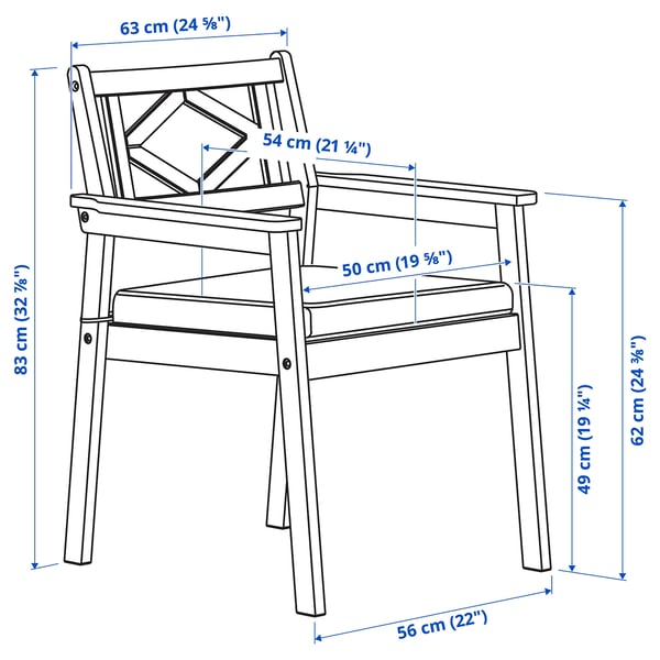 BONDHOLMEN Table and 4 armchairs, outdoor, brown/Järpön/Duvholmen anthracite