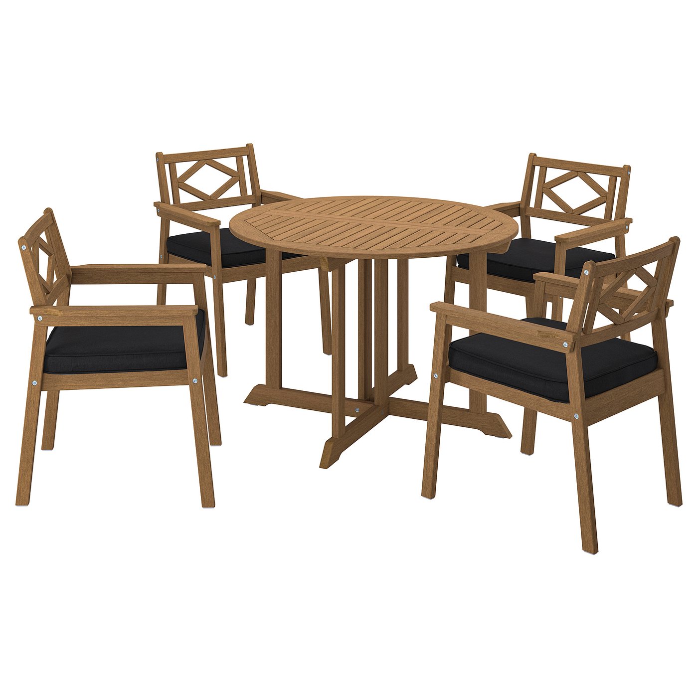 Table And 4 Armchairs, Outdoor, Brown/JäRpöN/Duvholmen Anthracite