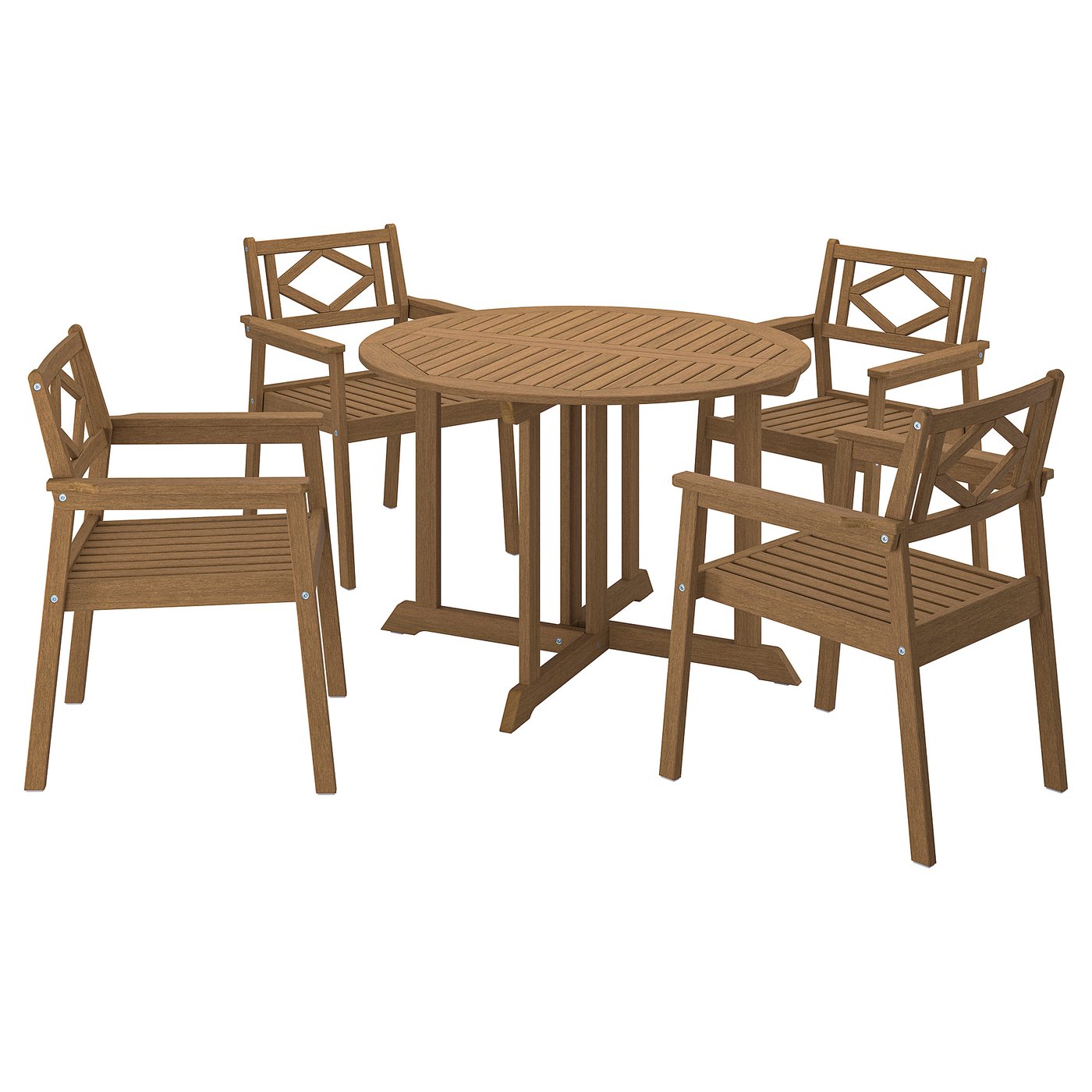 BONDHOLMEN table and 4 armchairs, outdoor, brown - IKEA