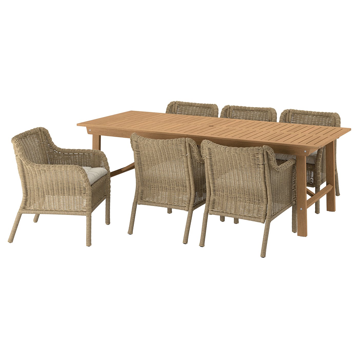 BONDHOLMEN / ULVEVÄR table+6 armchairs, outdoor - IKEA