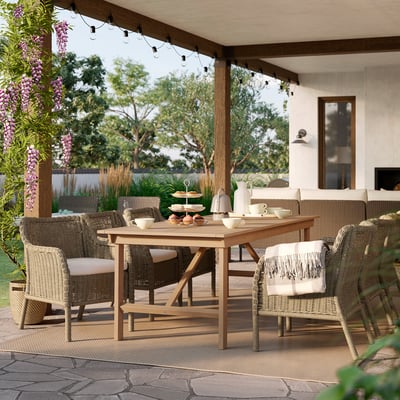 BONDHOLMEN / ULVEVÄR Table+6 armchairs, outdoor