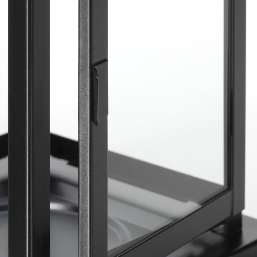 BORRBY Lantern for block candle, black indoor/outdoor black, Length 6