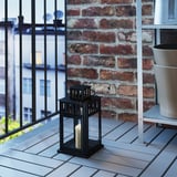 BORRBY Lantern for block candle, indoor/outdoor black, 11 "