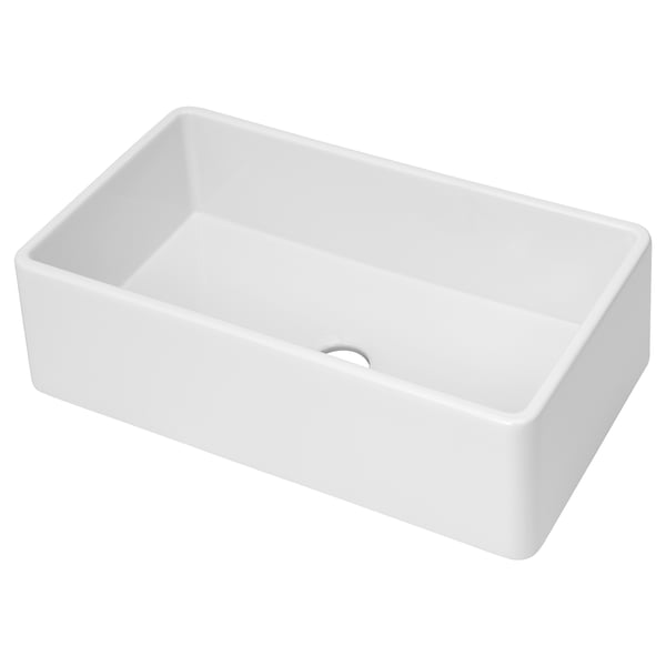 BOVIGGEN Apron front sink, white, 34 1/4x19x9 5/8 "