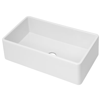 BOVIGGEN Apron front sink, white, 34 1/4x19x9 5/8 "