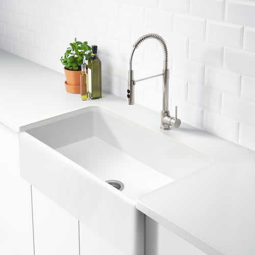 BOVIGGEN apron front sink, white, 341/4x19x95/8" IKEA