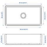 BOVIGGEN Apron front sink, white, 34 1/4x19x9 5/8 "