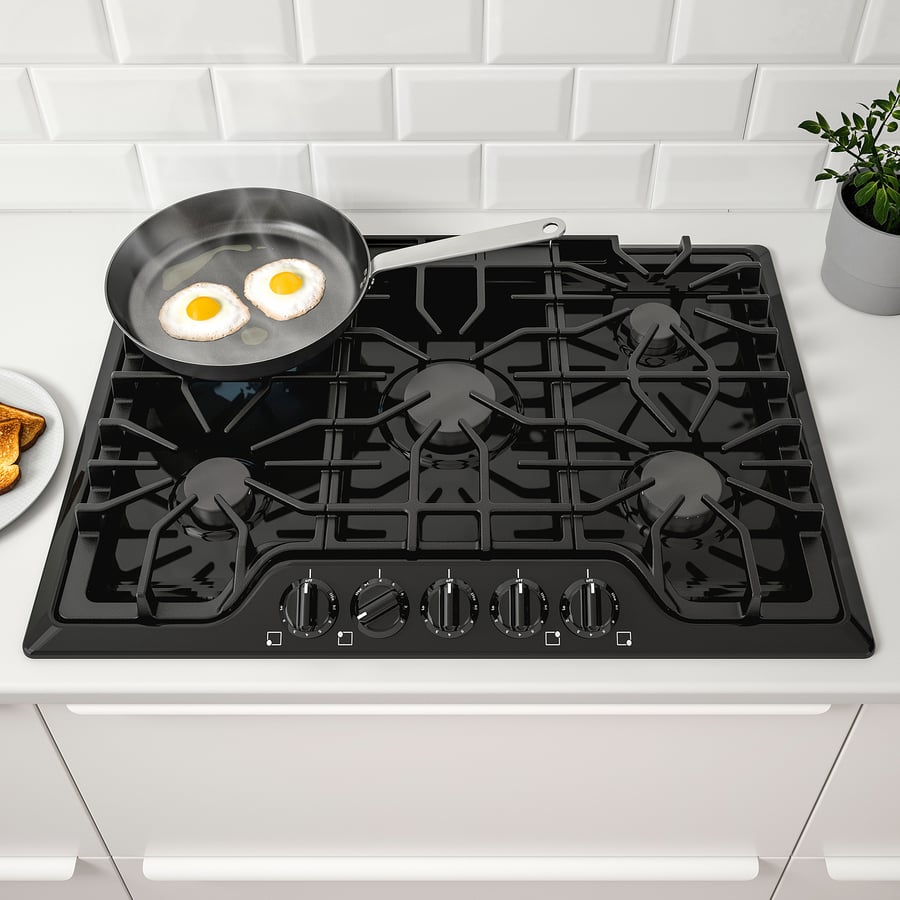 BRÄNNPUNKT gas cooktop, black, 30" IKEA