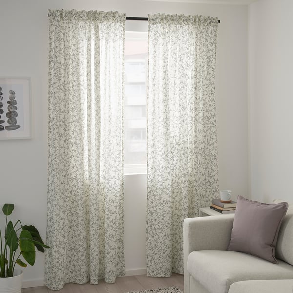 Brandnava Curtains 1 Pair White Gray 57x98 Ikea