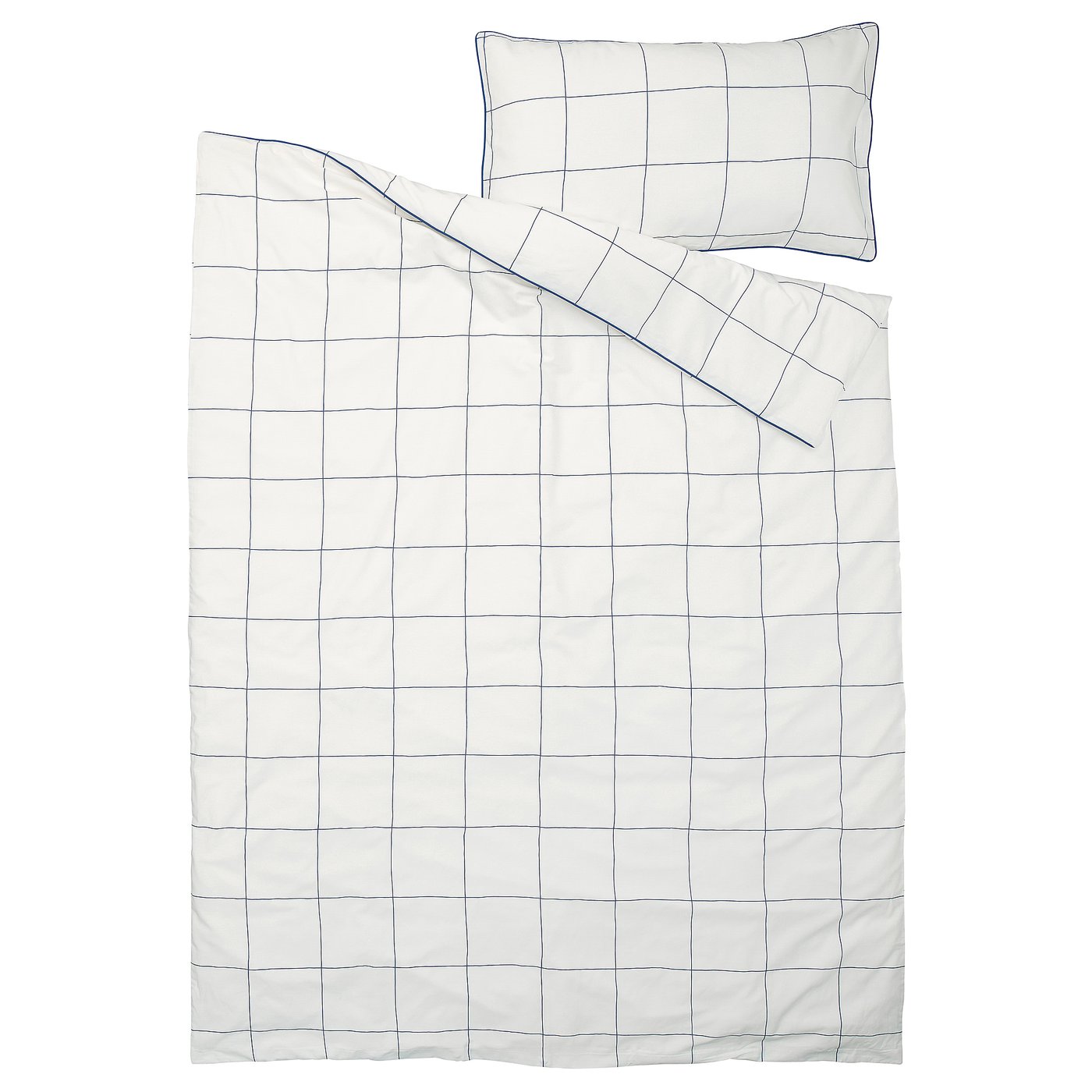 BREDVECKLARE duvet cover and pillowcase(s), white blue/check, Twin