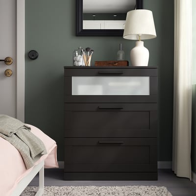 BRIMNES 3-drawer chest, black, 30 3/4x37 3/8 "
