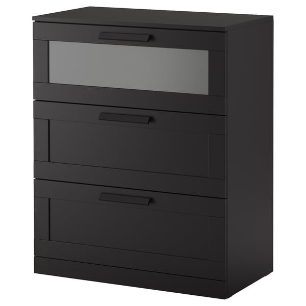 BRIMNES 3-drawer dresser, black, 30 3/4x37 3/8 "