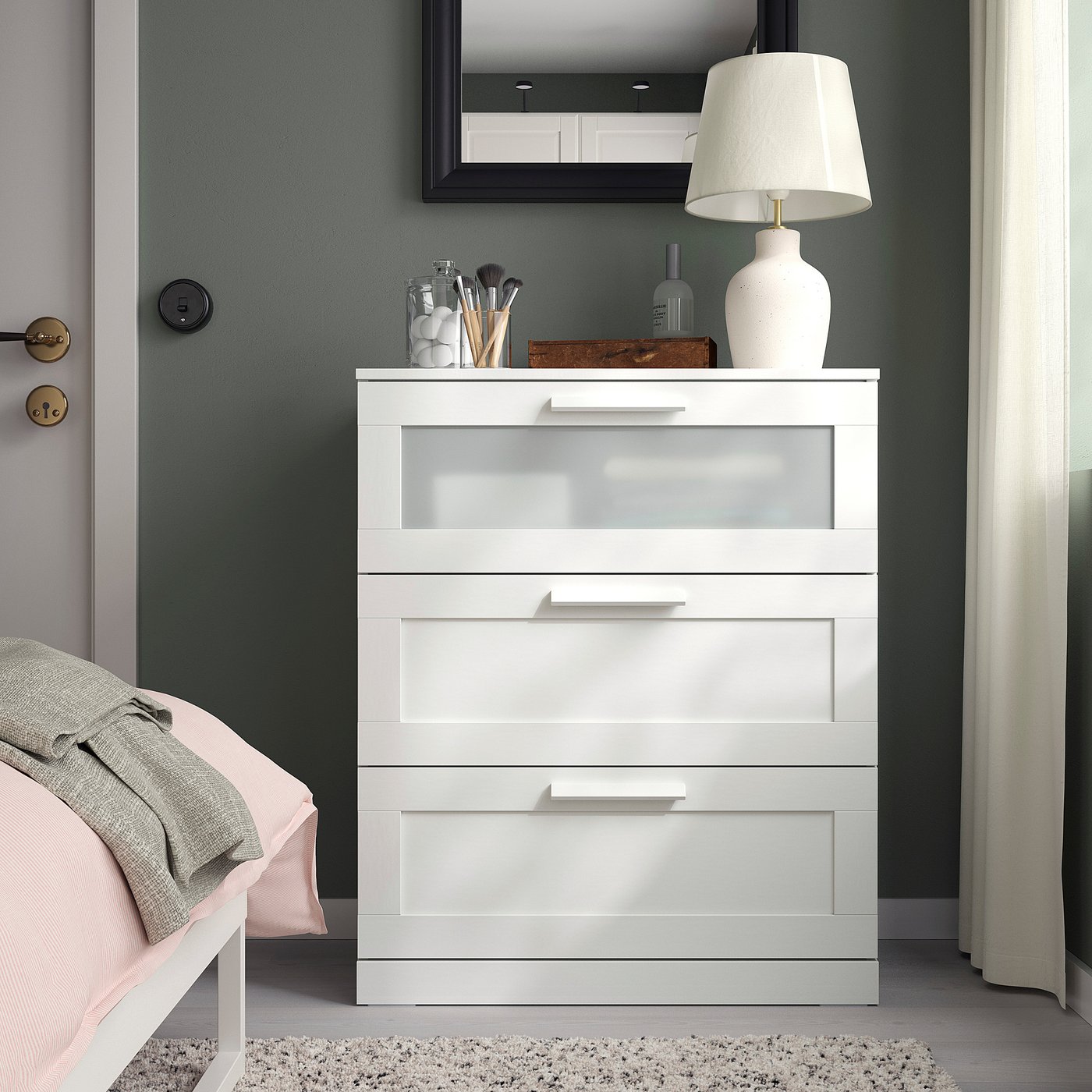 BRIMNES 3-drawer dresser, white, 30 3/4x37 3/8 "