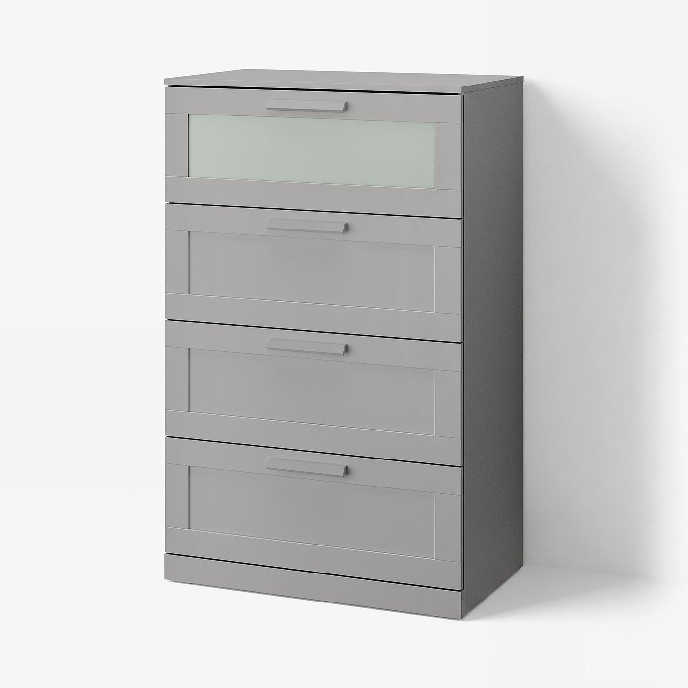 IKEA ブリムネス 4段 BRIMNES 4-drawer dresser, gray/frosted glass, 303/4x181/8x487/8