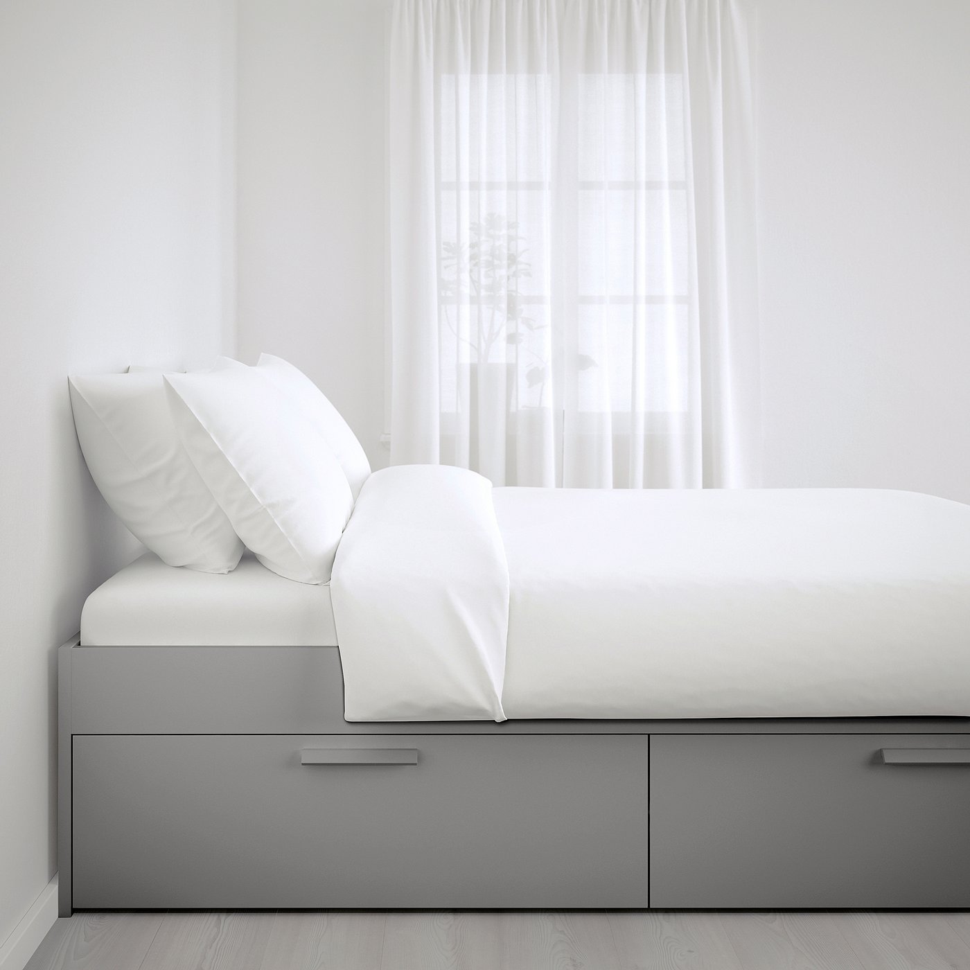 BRIMNES bed frame with storage, gray/Lönset, King - IKEA