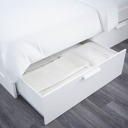 BRIMNES bed frame with storage & headboard, white, King IKEA