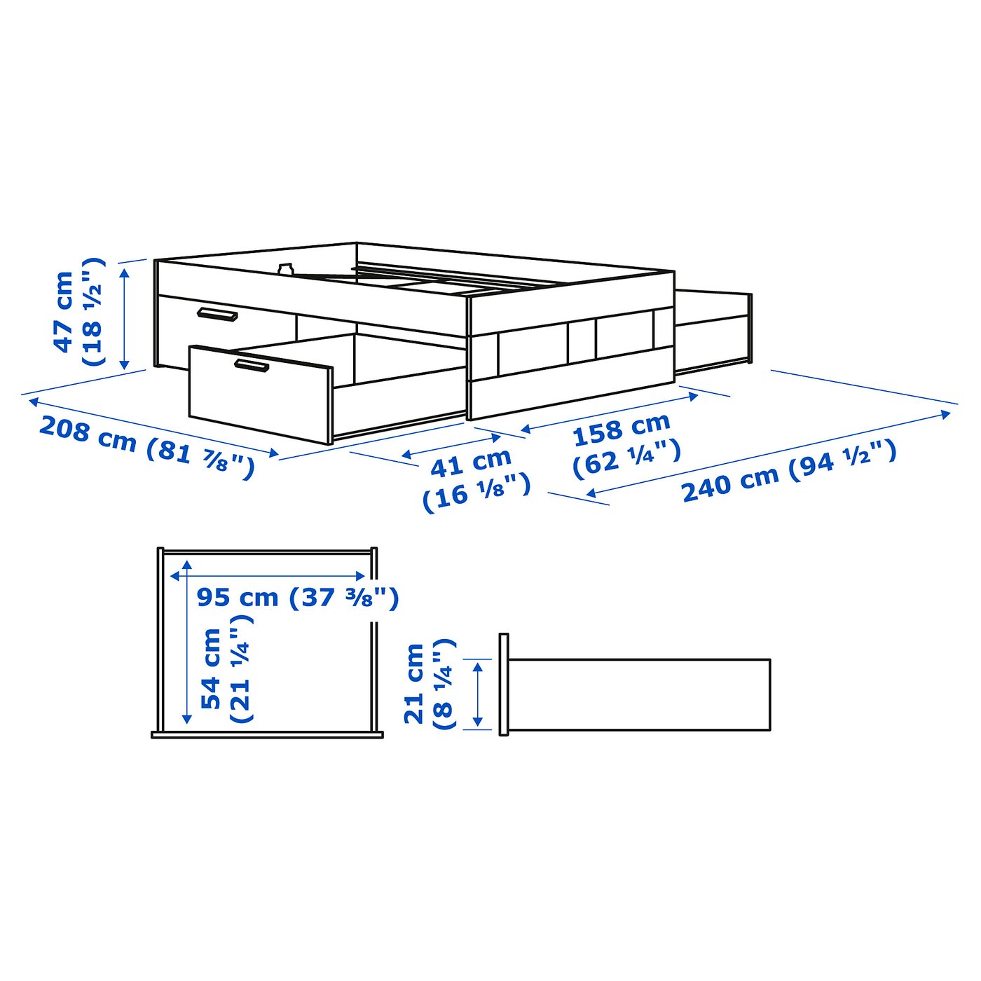 BRIMNES Bed frame with storage, white, Queen IKEA