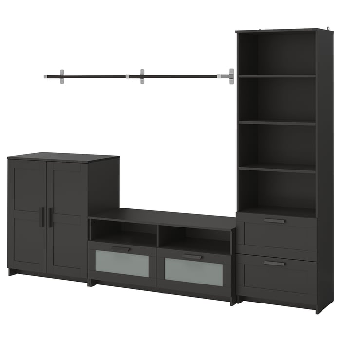 BRIMNES / BERGSHULT TV storage combination, black, 1015/8x161/8x743/4