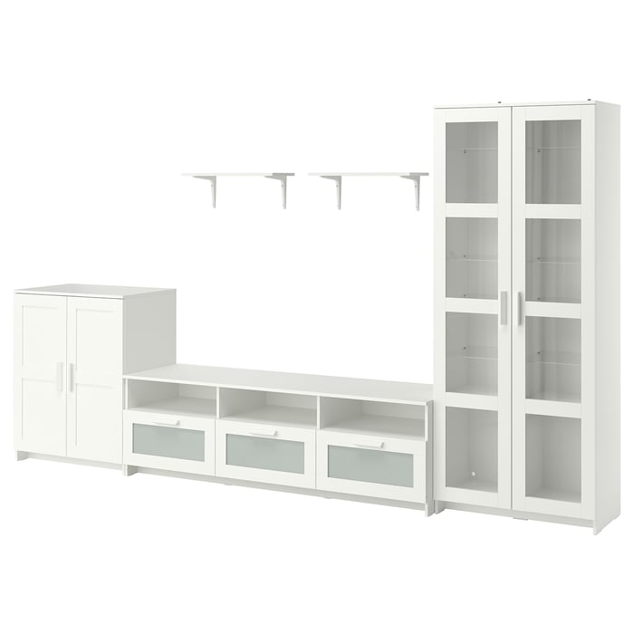 BRIMNES / BURHULT TV storage combination, white, 1331/8x161/8x743/4" IKEA