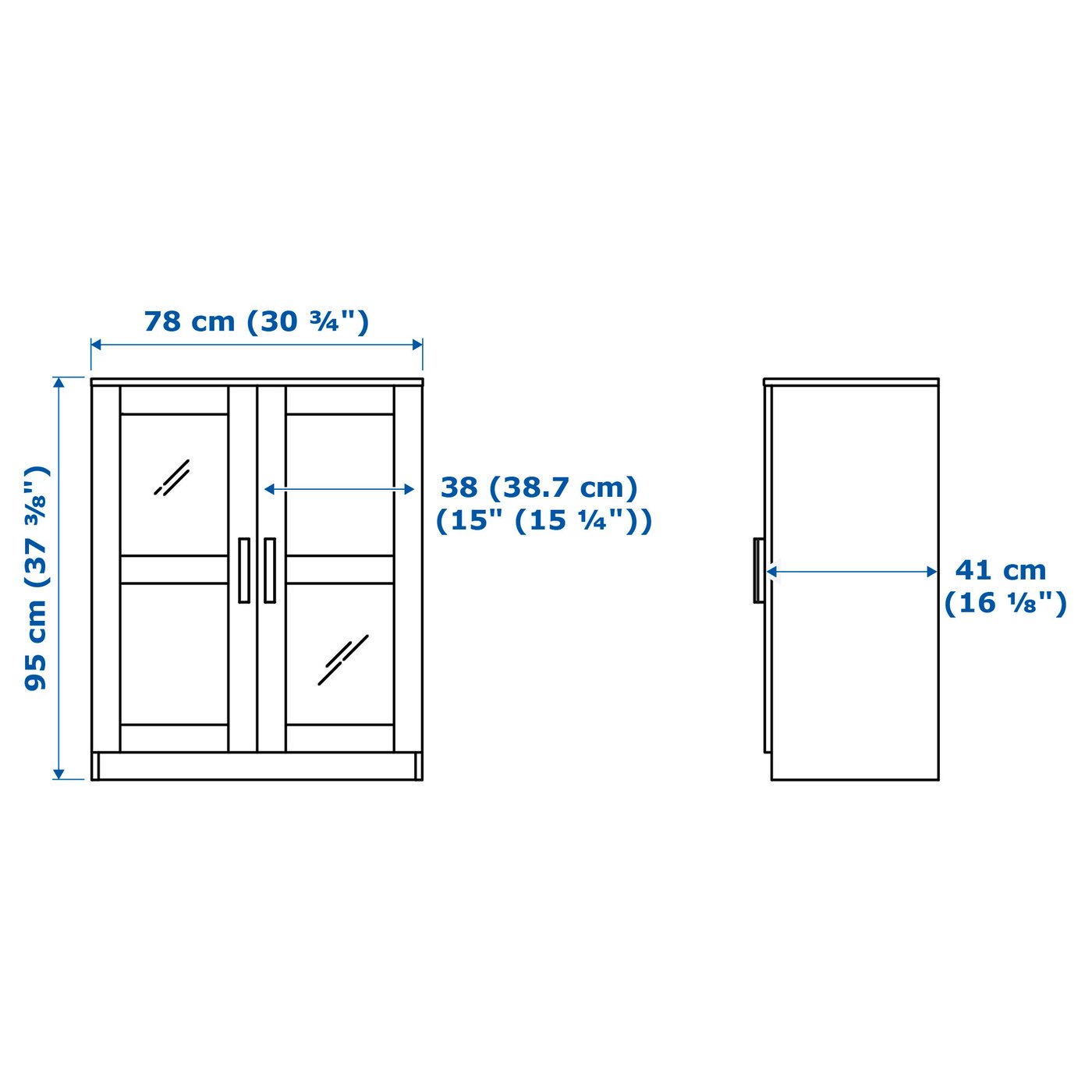 BRIMNES cabinet with doors, glass/black, 78x95 cm (303/4x373/8) - IKEA CA