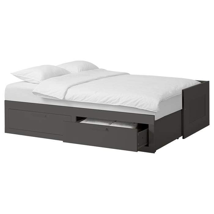 BRIMNES Daybed with 2 drawers/2 mattresses, gray, Husvika firm, Twin IKEA