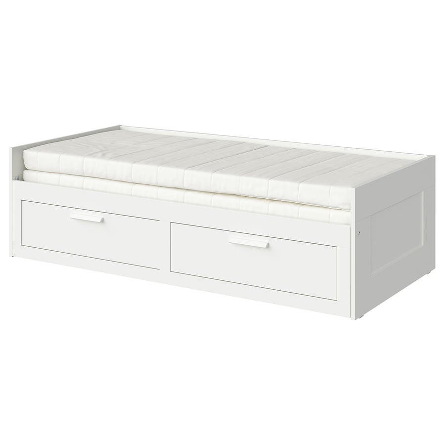 BRIMNES Daybed with 2 drawers/2 mattresses, white/Minnesund firm, Twin