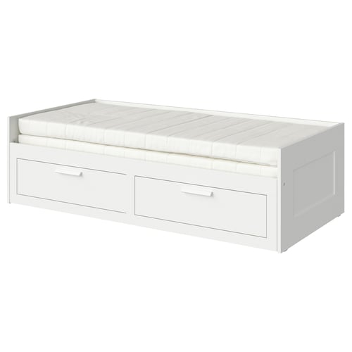 BRIMNES Daybed with 2 drawers/2 mattresses, white/Minnesund firm, Twin