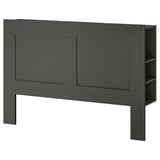 BRIMNES Headboard with storage compartment, gray, King