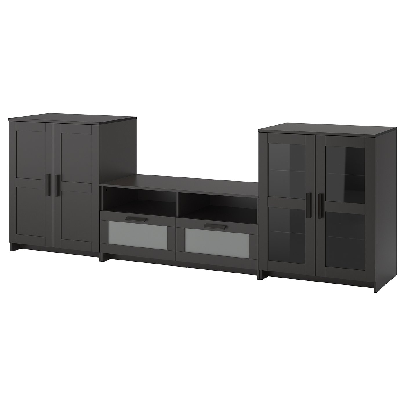 BRIMNES TV storage combination/glass doors, black, 1085
