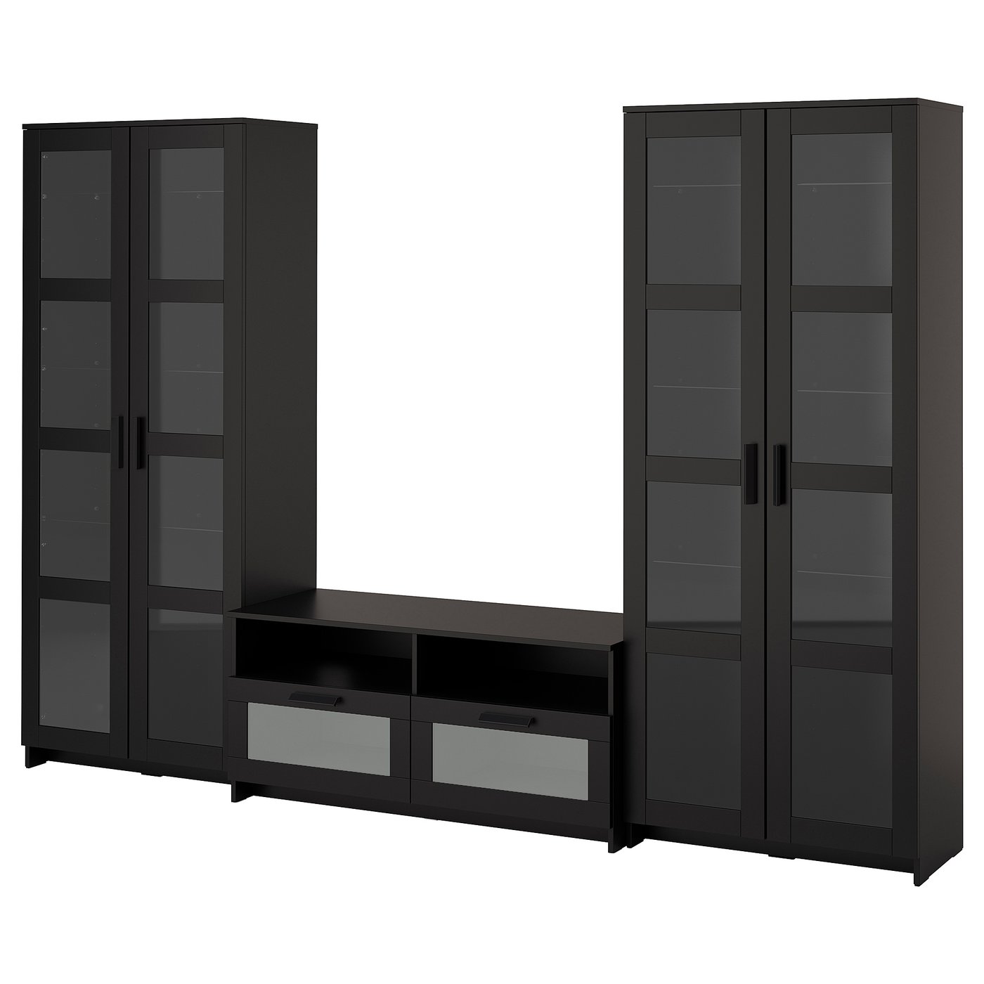 BRIMNES TV storage combination/glass doors, black, 1337/8x161