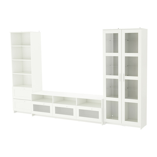 BRIMNES TV storage combination/glass doors white IKEA