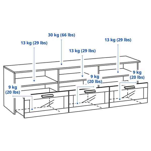 BRIMNES TV storage combination/glass doors, white, 133 7/8x16 1/8x74 3/4 "