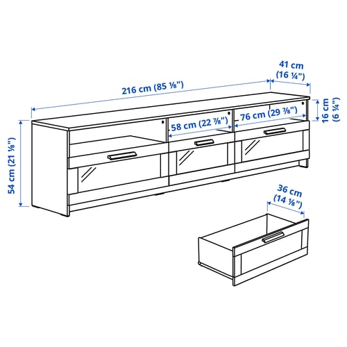 BRIMNES TV unit, black, 85 1/8x16 1/4x21 1/8 "