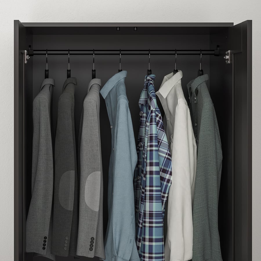 BRIMNES Wardrobe with 2 doors, black, 30 3/4x74 3/4" IKEA