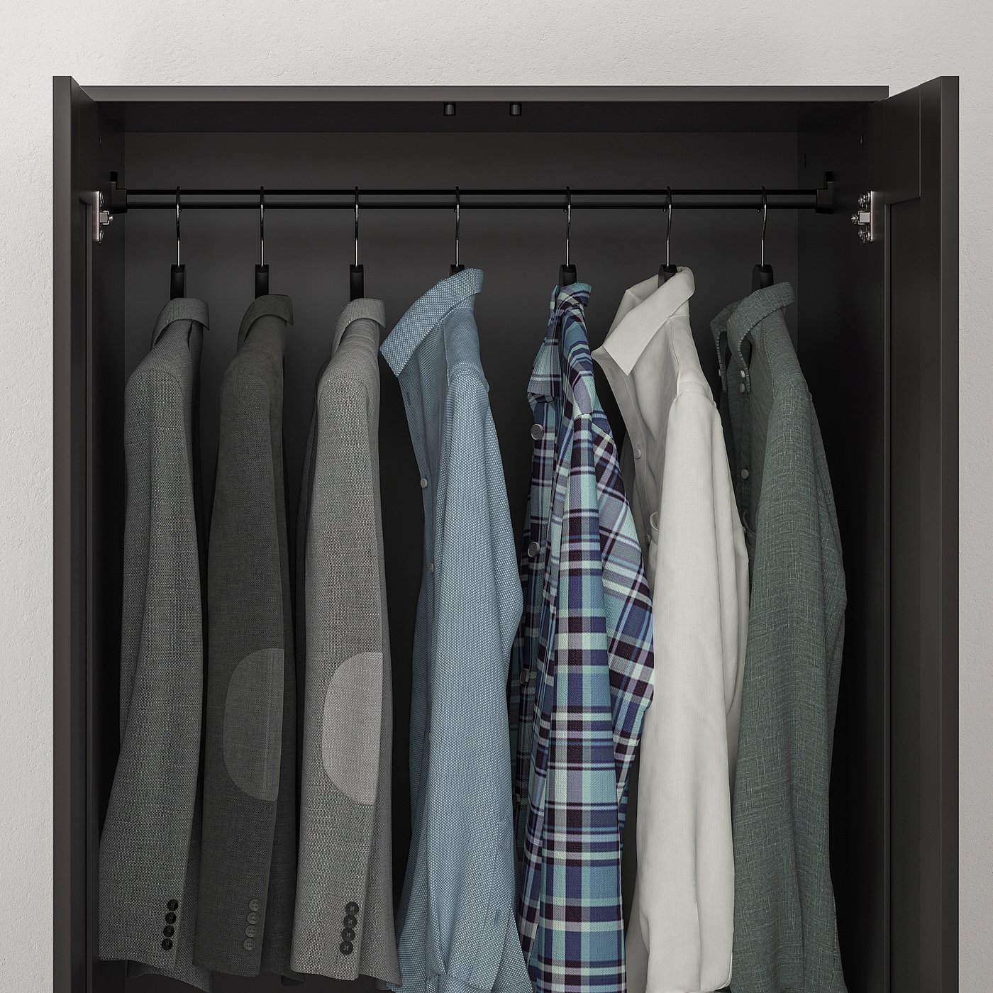 BRIMNES Wardrobe with 2 doors, black, 30 3/4x74 3/4" IKEA