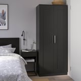 BRIMNES Wardrobe with 2 doors, black, 30 3/4x74 3/4 "