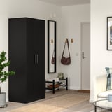 BRIMNES Wardrobe with 2 doors, black, 30 3/4x74 3/4 "