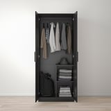 BRIMNES Wardrobe with 2 doors, black, 30 3/4x74 3/4 "