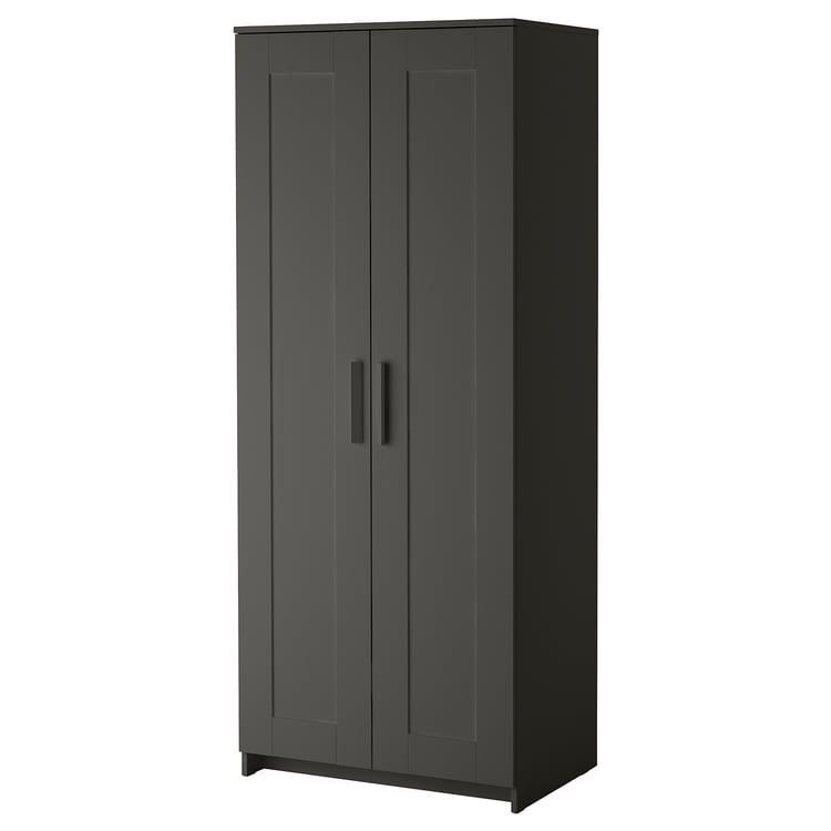 BRIMNES Wardrobe with 2 doors, gray, 30 3/4x74 3/4" IKEA