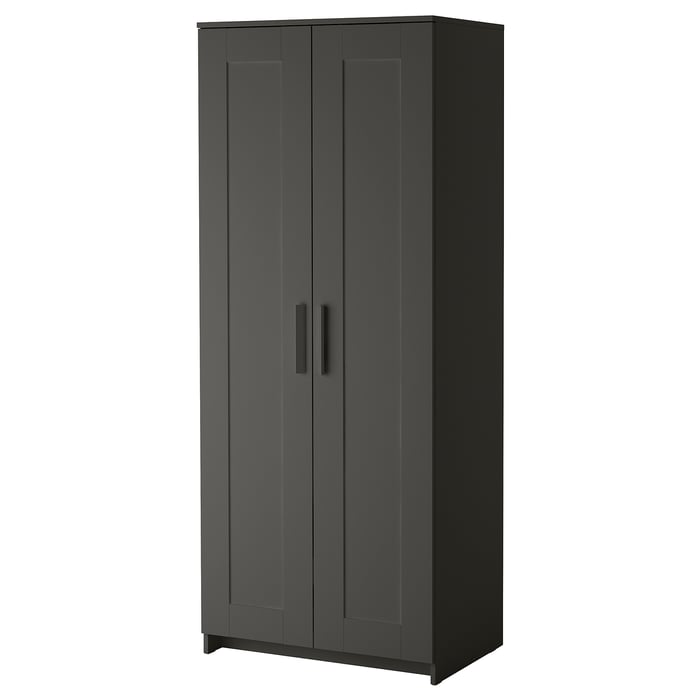 BRIMNES Wardrobe with 2 doors, gray, 30 3/4x74 3/4" IKEA